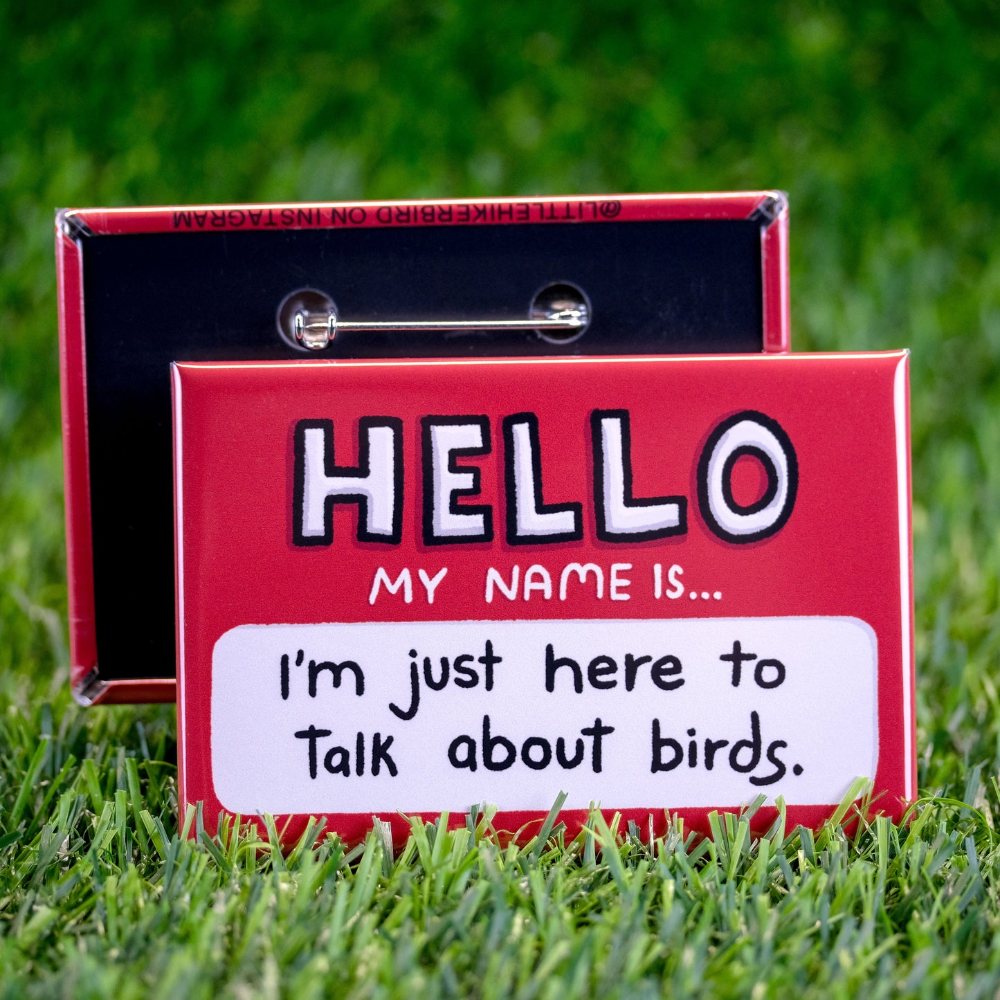 Hello Birds Button Pin Badge for Birdwatchers