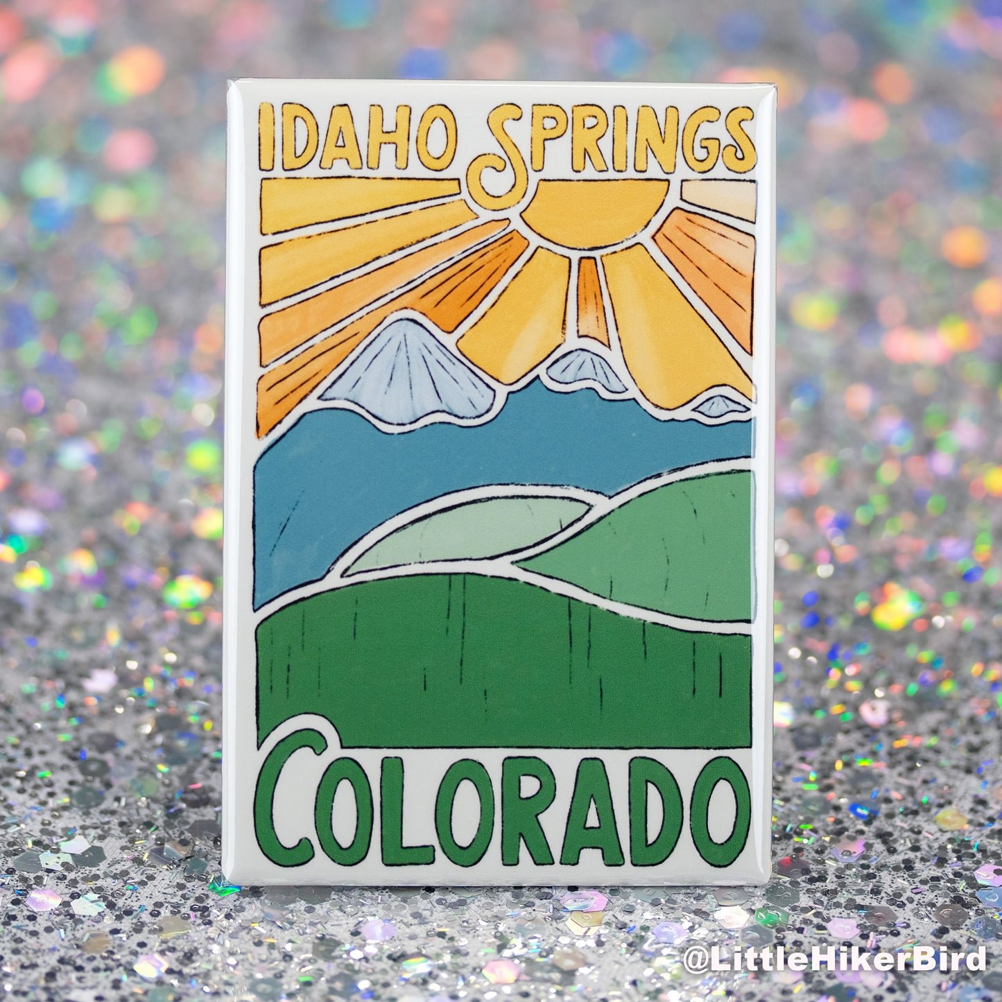 Idaho Springs Fridge Magnet - Mountain Sketch