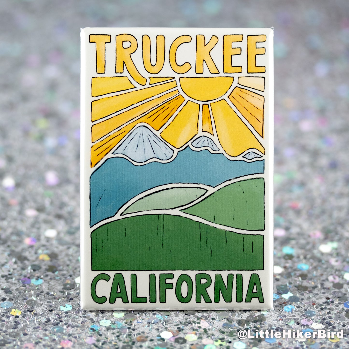 Truckee, California Fridge Magnet - Mountain Sketch